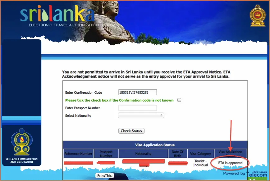 Электронная виза на шри ланку. Sri Lanka Transit visa. Как выглядит eta на Шри Ланку.