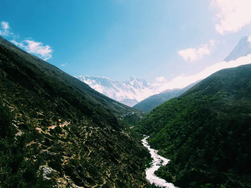 River between mountain valley Nepal short treks