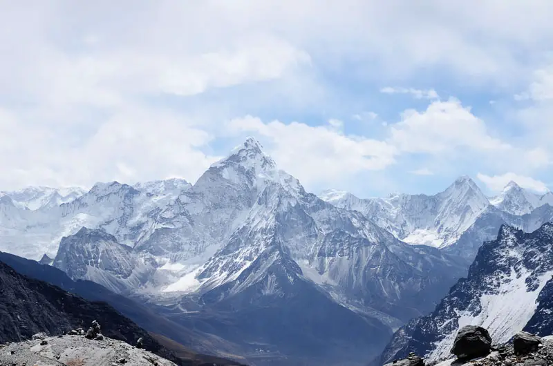 Panorama Himalayan mountains Nepal trekking