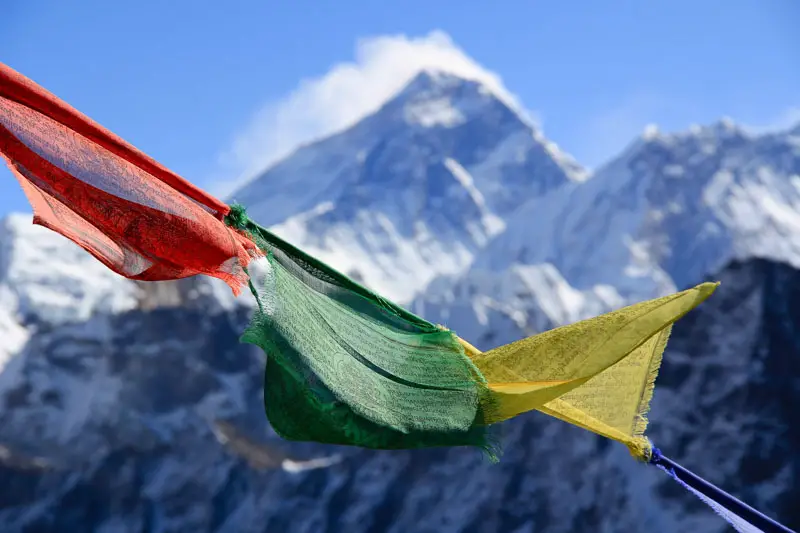 Prayer Flags With mountain backdrop Nepal 