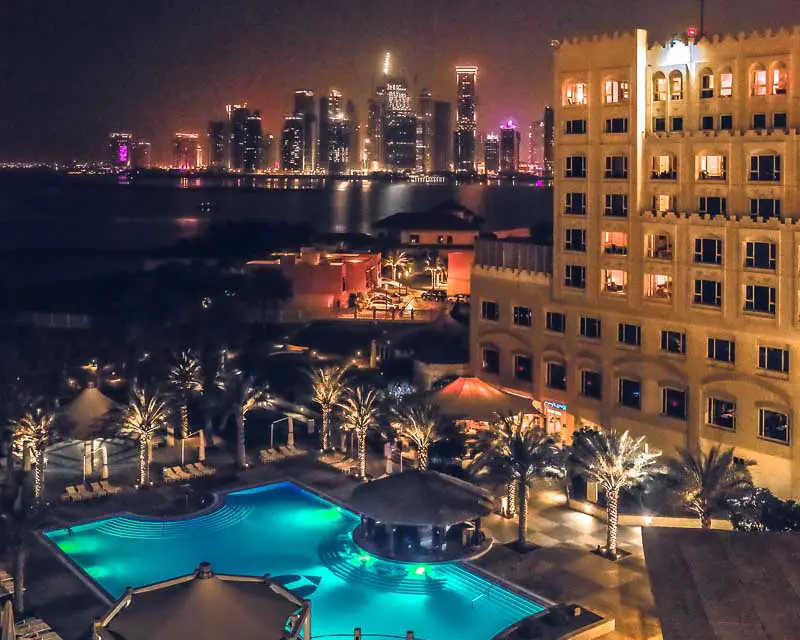 Night view DOha Skyline InterContinental Hotel Doha