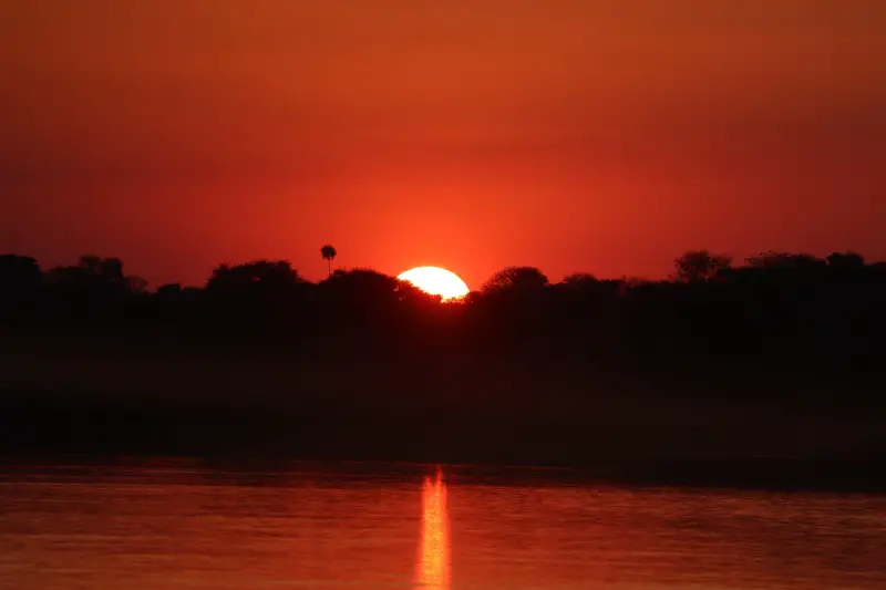 Red African sunset Namibia lake river