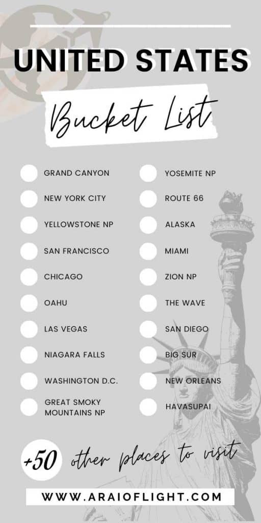 united states travel bucket list