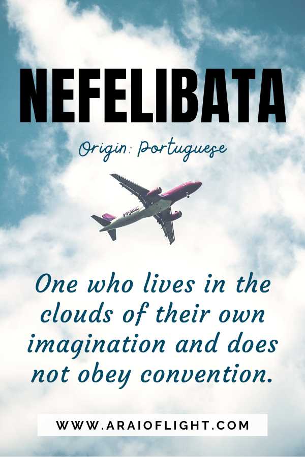 Catchy travel word foreign language Nefelibata Portuguese