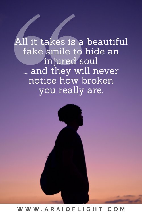 fake broken inside quotes smile